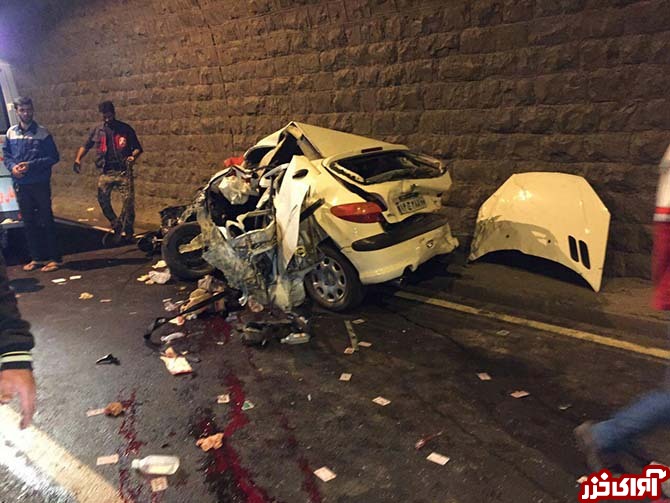 یک کشته و 3 مصدوم در برخورد خودرو به دیواره تونل در جاده هراز/ وخامت حال یکی از مصدومان