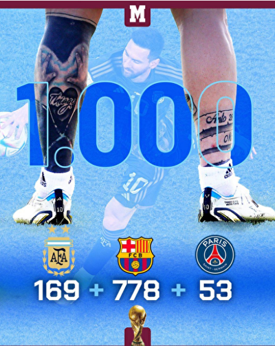 مسی به رکورد ۱۰۰۰ بازی در بازی‌های رسمی رسید