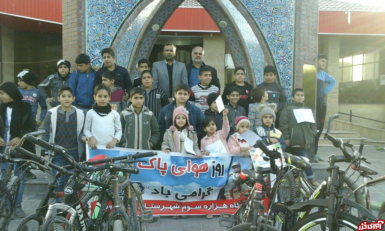 دوچرخه‌سواری کودکان میاندورود به‌مناسبت روز هوای پاک