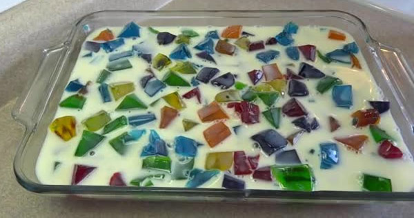 طرز تهیه ژله بستنی خرده شیشه ژله خرده شیشه