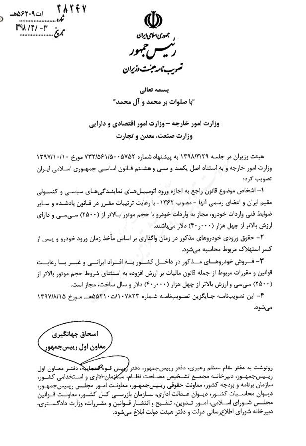 مجوز واردات خودروهای سواری صادر شد