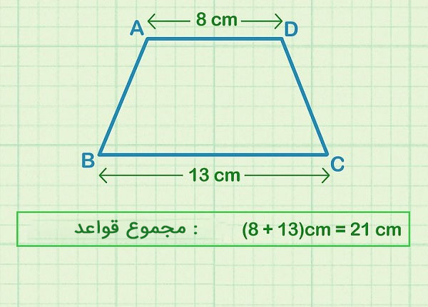 مساحت ذوزنقه؛ مجموع دو قاعده