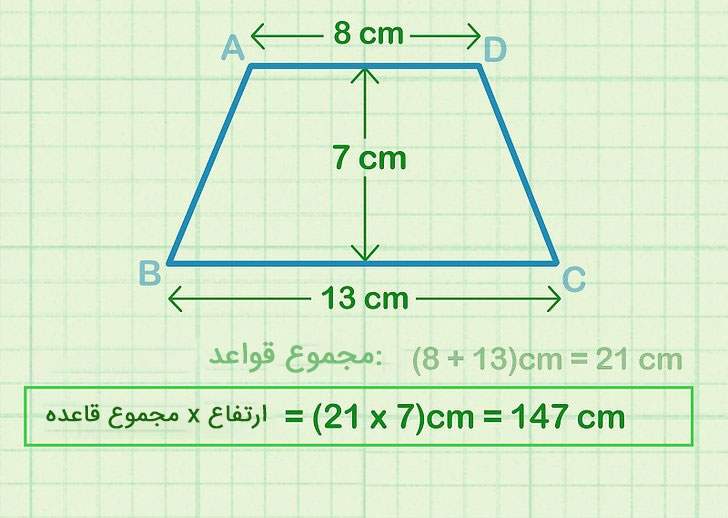 مساحت ذوزنقه؛ ضرب قاعده در ارتفاع