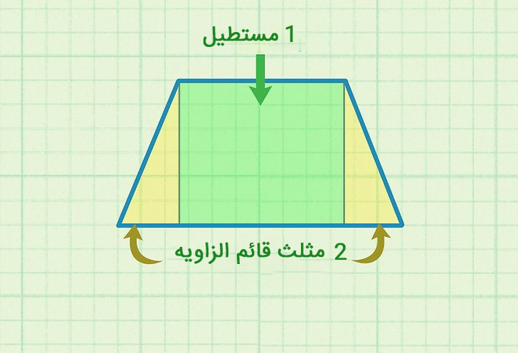 محاسبه مساحت ذوزنقه به کمک یک مستطیل و دو مثلث قائم الزاویه