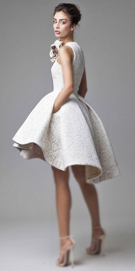 مدل لباس مجلسی سفید کوتاه