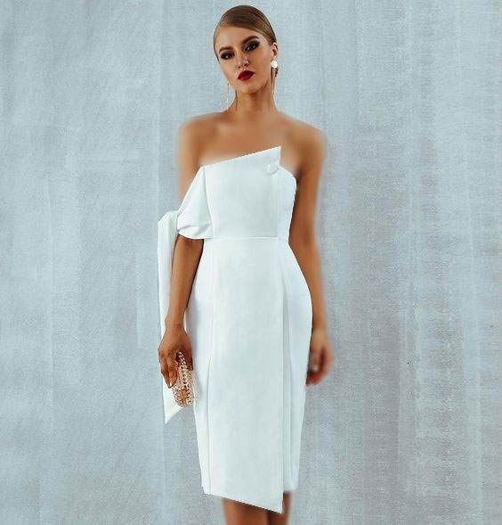 مدل لباس مجلسی سفید دکلته 