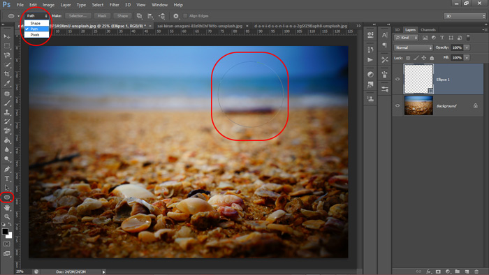 انتخاب گزینه Path در فتوشاپ