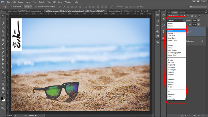 تغییر blending mode تغییر blending mode در فتوشاپ