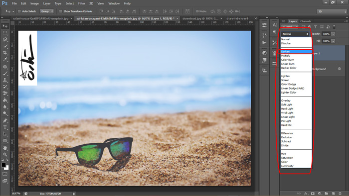 تغییر blending mode در فتوشاپ