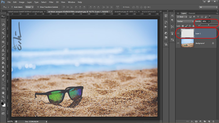 تغییر opacity در فتوشاپ