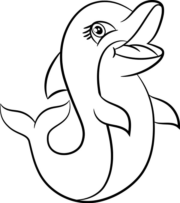نقاشی کودکانه دلفین برای رنگ آمیزی