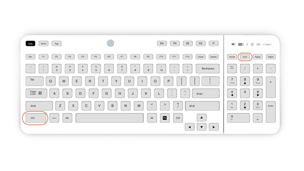 کلید میانبر Ctrl+end کلید میانبر Ctrl+end