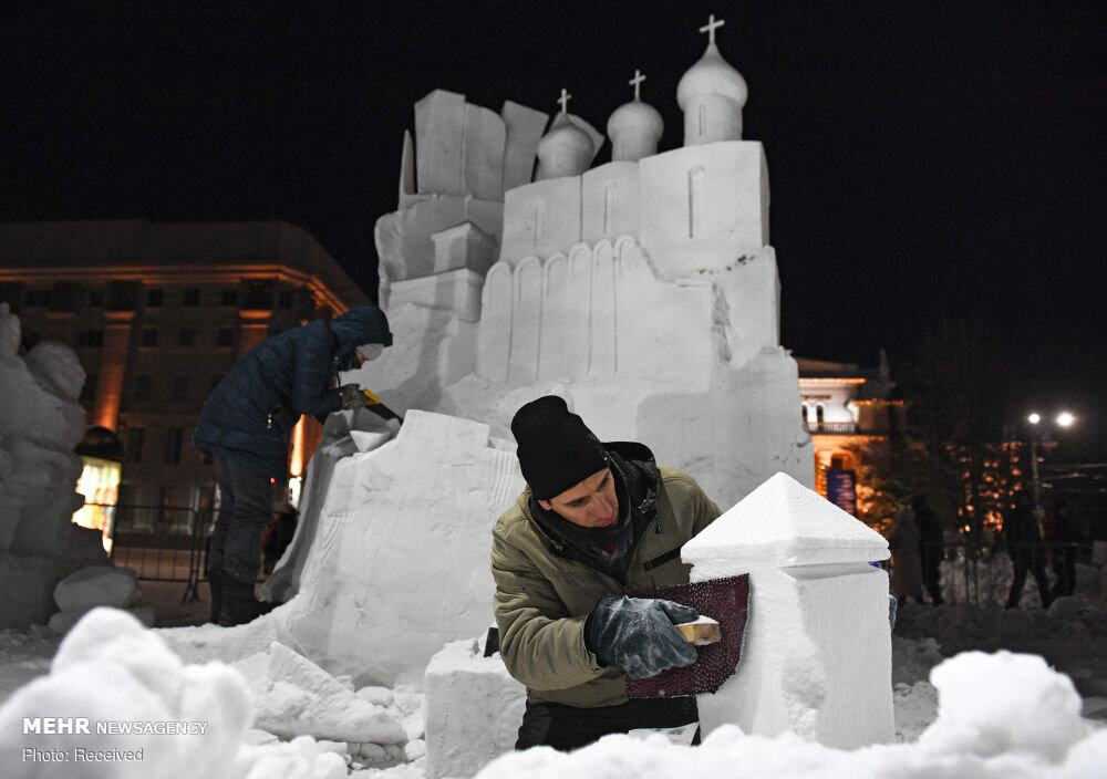 تصاویر: جشنواره مجسمه‌های یخی در مسکو