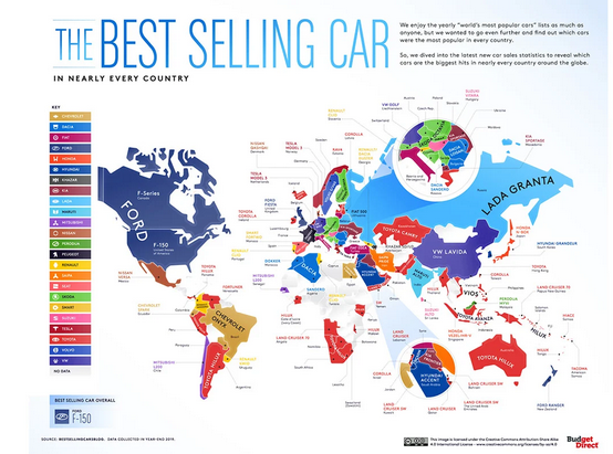 پرفروش‌ترین خودرو در کشورهای مختلف جهان +عکس
