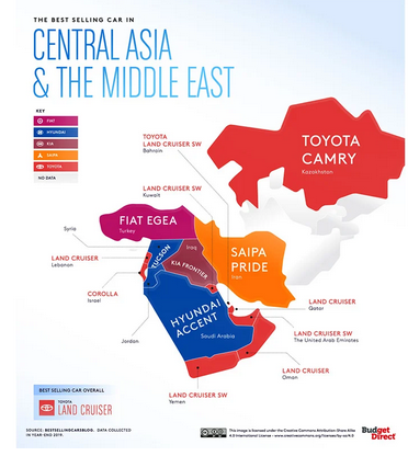 پرفروش‌ترین خودرو در کشورهای مختلف جهان +عکس