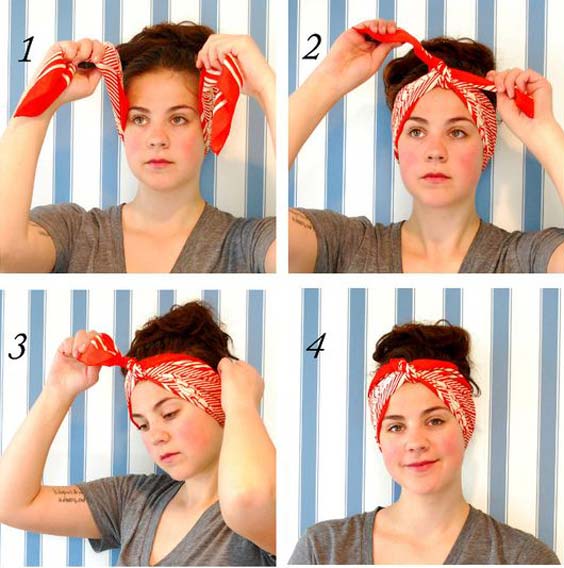 آموزش بستن موها با دستمال سر