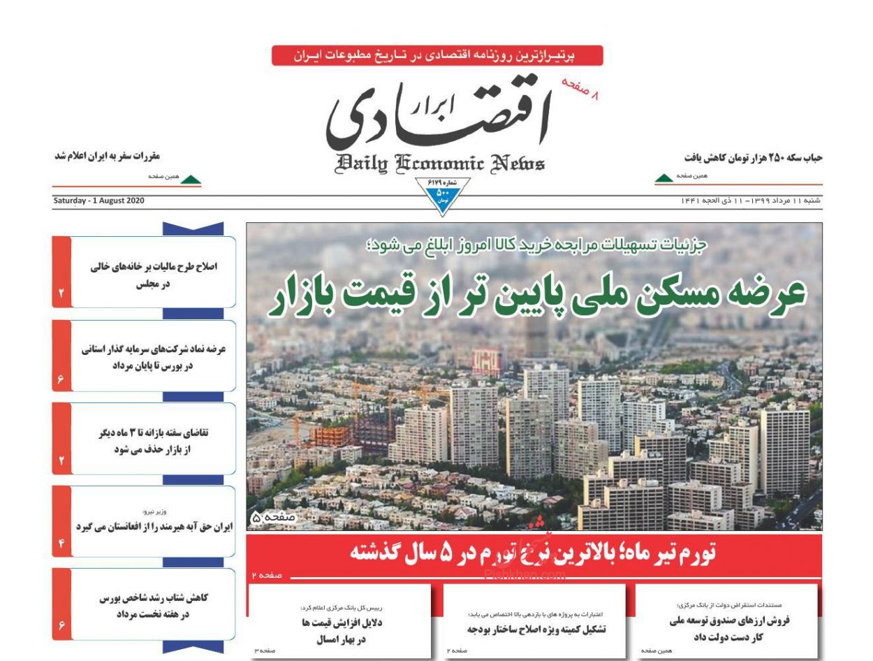 صفحه نخست روزنامه‌های اقتصادی 11 مرداد +عکس