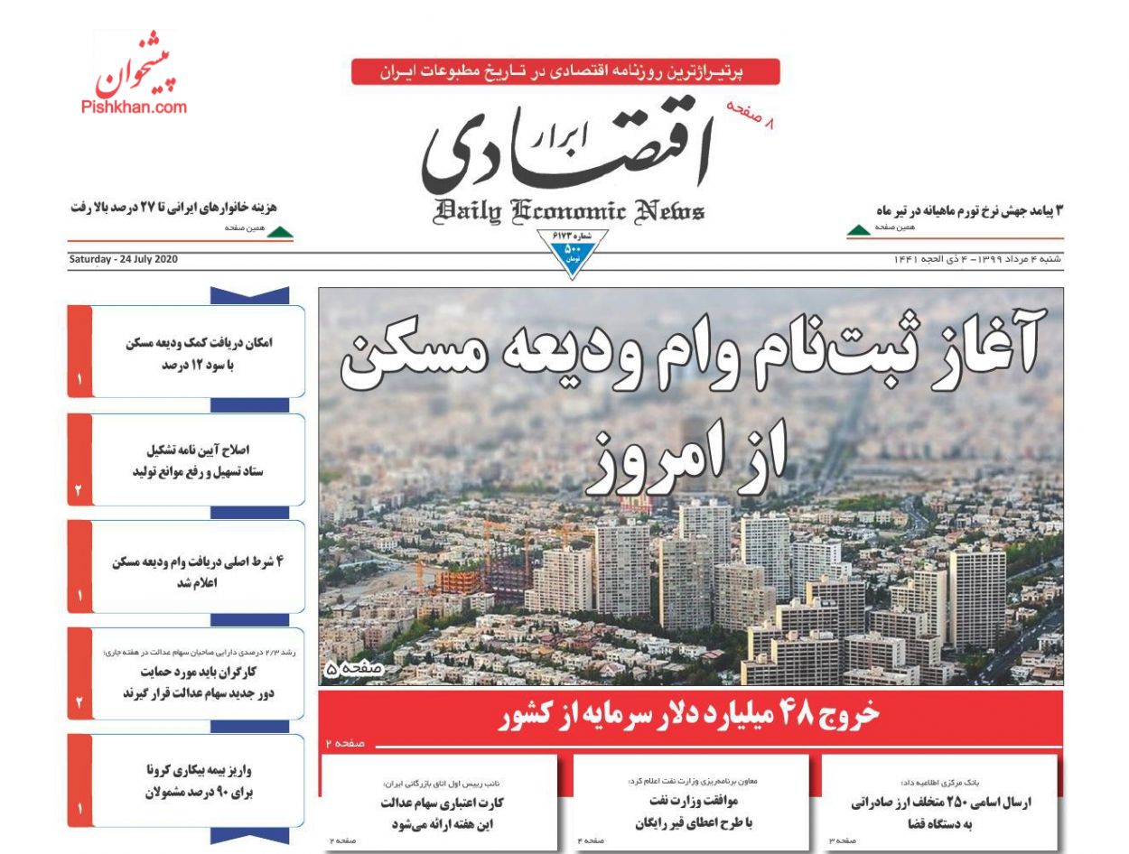 صفحه نخست روزنامه‌های اقتصادی 2 مرداد +عکس