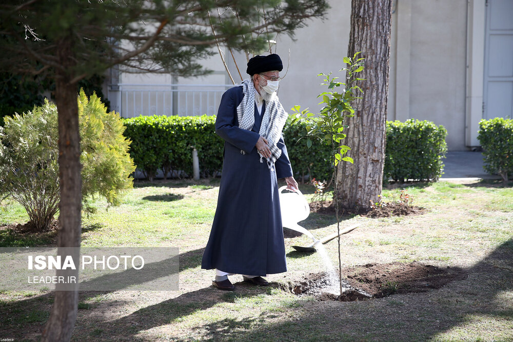 تصاویر: کاشت نهال توسط مقام معظم رهبری به مناسبت روز درختکاری