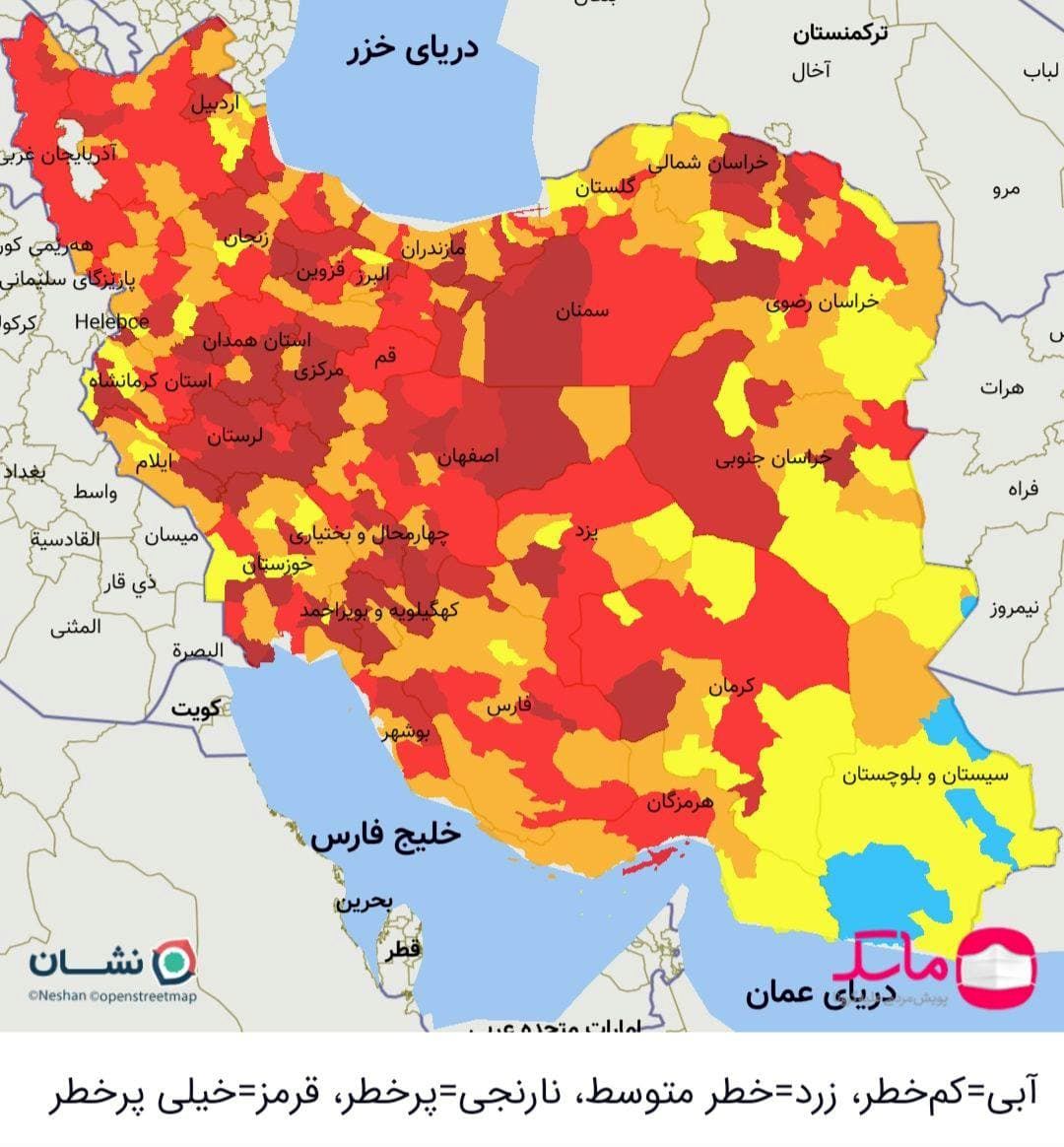 نقشه رنگ‌بندی کرونایی