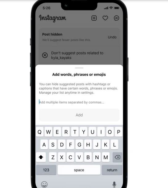 واژه‌های خاص در پست‌های پیشنهادی اینستاگرام فیلتر می‌شوند
