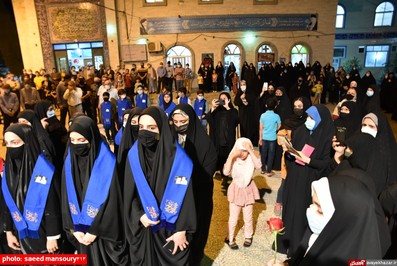 مراسم استقبال از خادمین رضوی و حاملین پرچم متبرک حرم امام رضا (ع) در مسجد سجادیه نکا