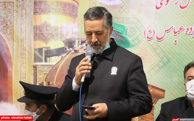 مراسم استقبال از خادمین رضوی و حاملین پرچم متبرک حرم امام رضا (ع) در آستانه مبارکه امامزاده عباس ساری